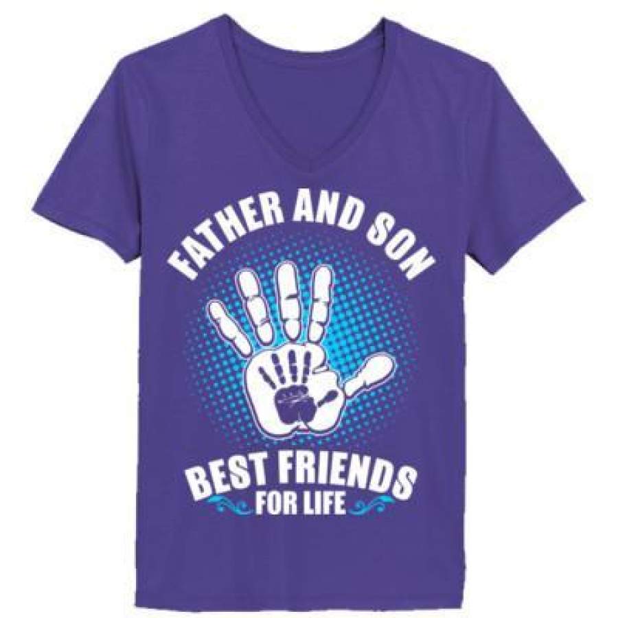 AGR Father And Son Best Friends For Life – Ladies’ V-Neck T-Shirt