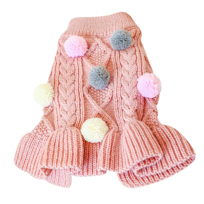 Winter Dog Cat Sweater Skirt Knitwear Soft Warm Ball Dog Clothes For Dogs Cats Coat For Small Yorkie Chihuahua Pet Clothing alx