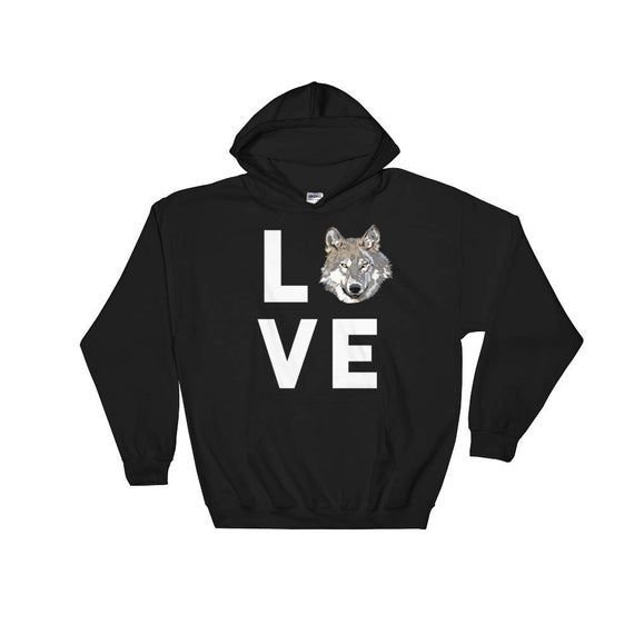 Wolf Hoodie Cute Wolf Sweatshirt I Love Wolves Gift Gifts for Wolf Lovers Funny Animal Clothing Novelty Unisex Apparel