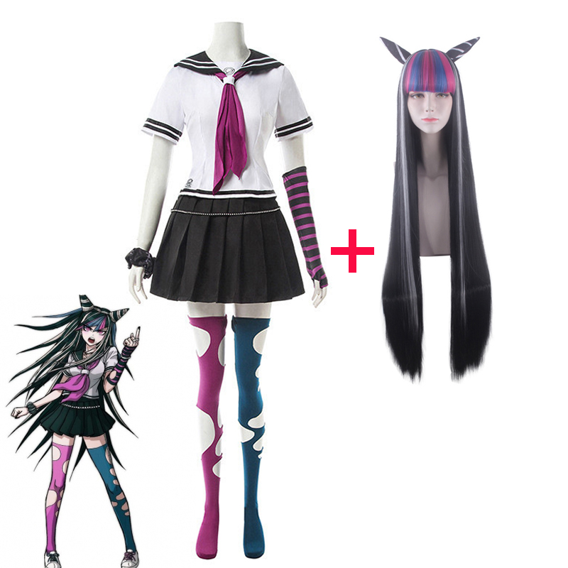 Anime Danganronpa Mioda Ibuki Cosplay Costume Colorful Devil Horn Wig For Woman Halloween Carnival Costume Props alx