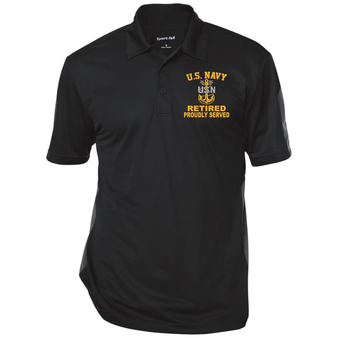 US Navy E-9 Master Chief Petty Officer E9 MCPO Retired Collar Device Printed Polo Shirt