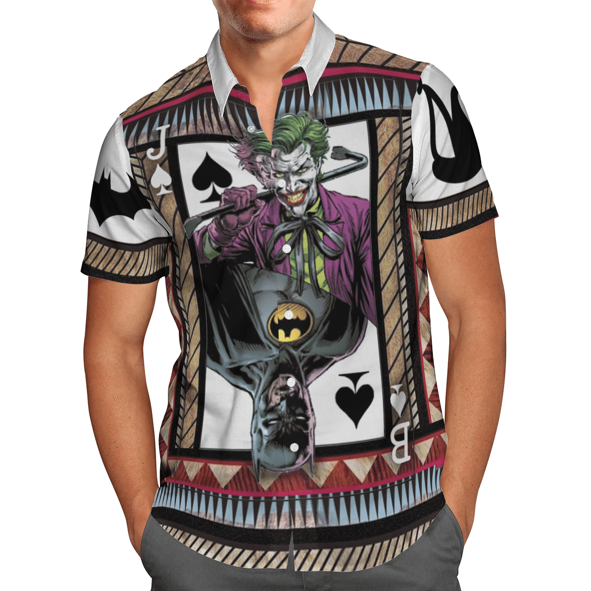 Batman Ft Joker For Man And Woman Print Short Sleeve Hawaiian Shirt Y97