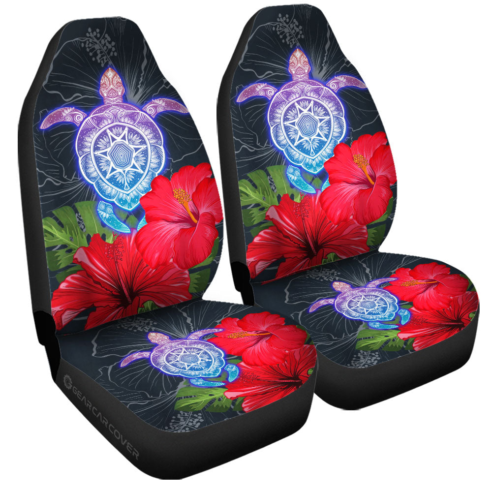 Red Hibiscus Flowers Car Seat Covers Custom Turtle Animal Car Accessories