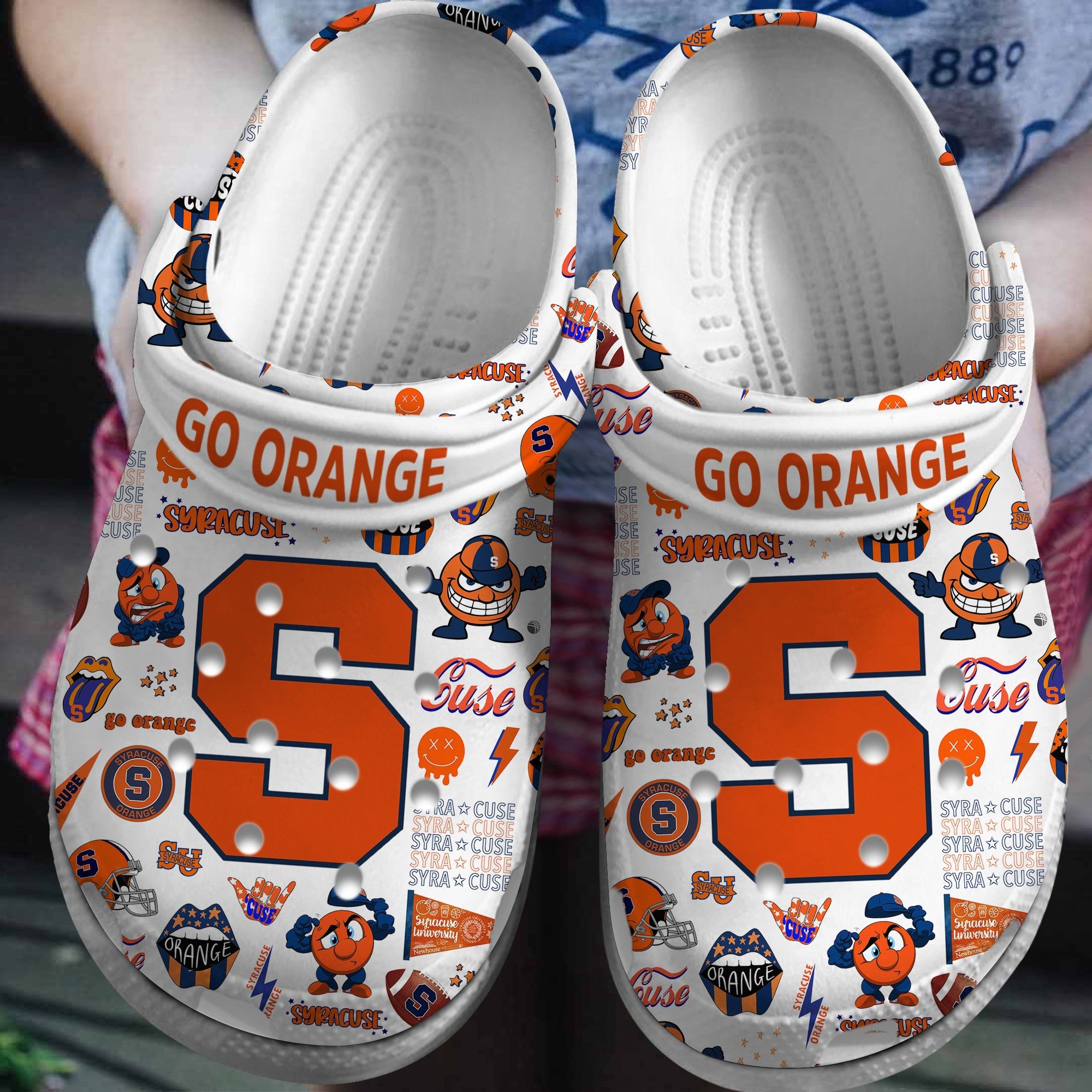 Syracuse Orange NCAA Sport Crocs Crocband Clogs Shoes Comfortable For Men Women and Kids 4