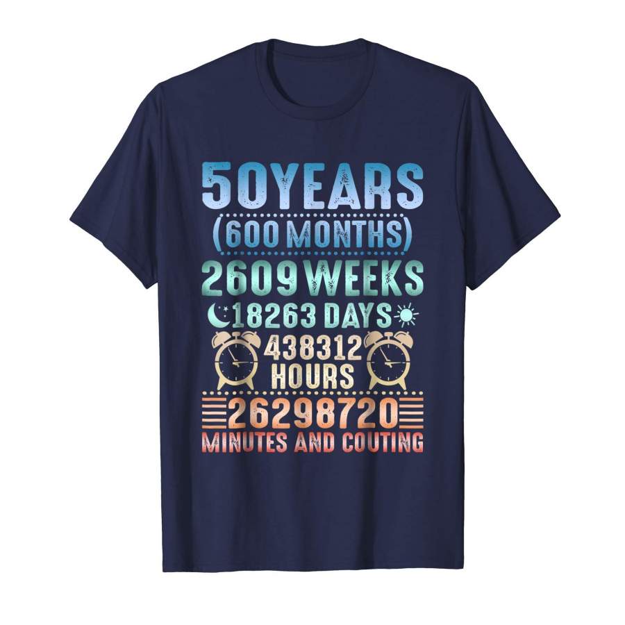 50 Years Old 50th Birthday Vintage Retro T Shirt 600 Months