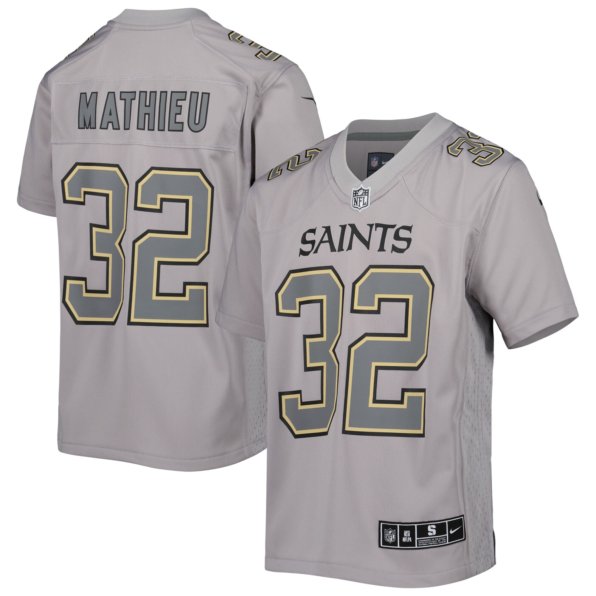 Tyrann Mathieu New Orleans Saints Youth Atmosphere Game Jersey – Gray