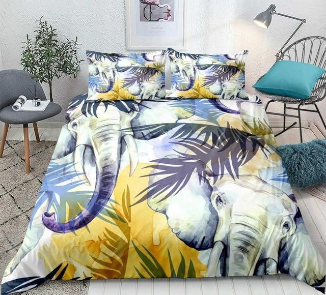 Tropical Elephant 3 Pieces Quilted Comforter Set