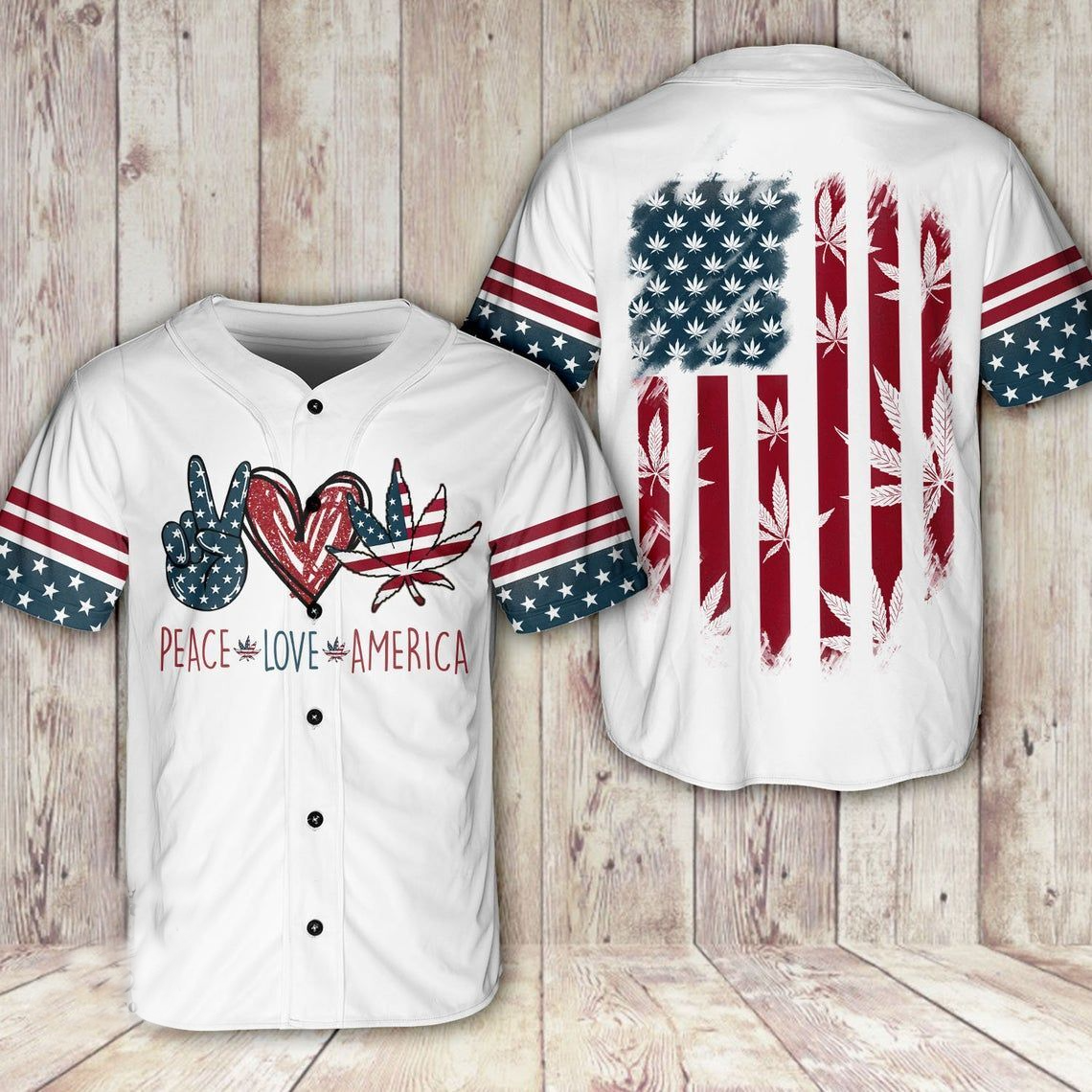 Peace Love America Flag Independence Day 4Th July Baseball Jersey