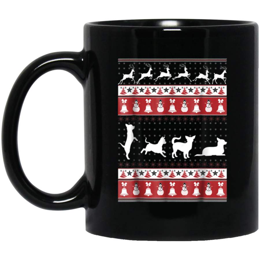 Chihuahua Ugly Christmas Sweater Xmas 11 oz 15 oz Mug Black