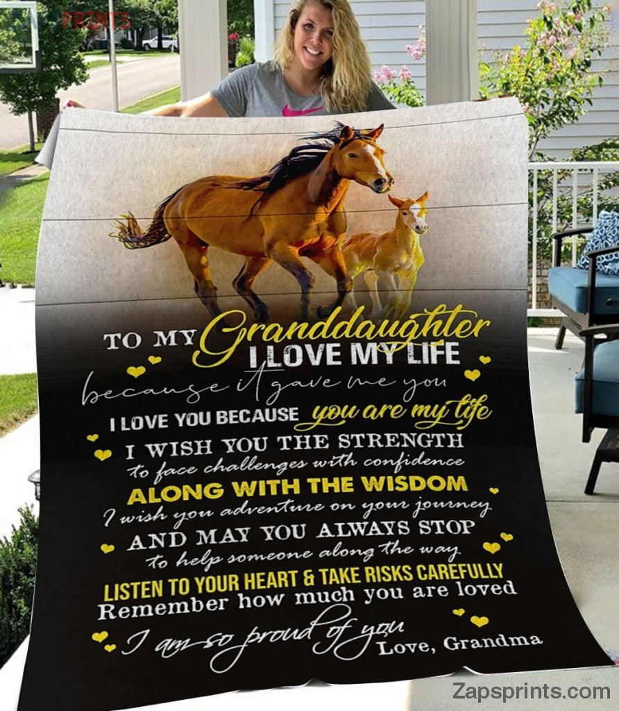 Gift For Granddaughter – To My Granddaughter – Horse – You Are My Life – Grandma Gift To Granddaughter  – Blanket