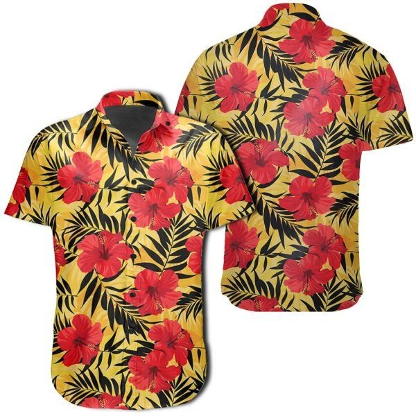 Tropical Flowers And Palm Leaves Hawaiian Shirt