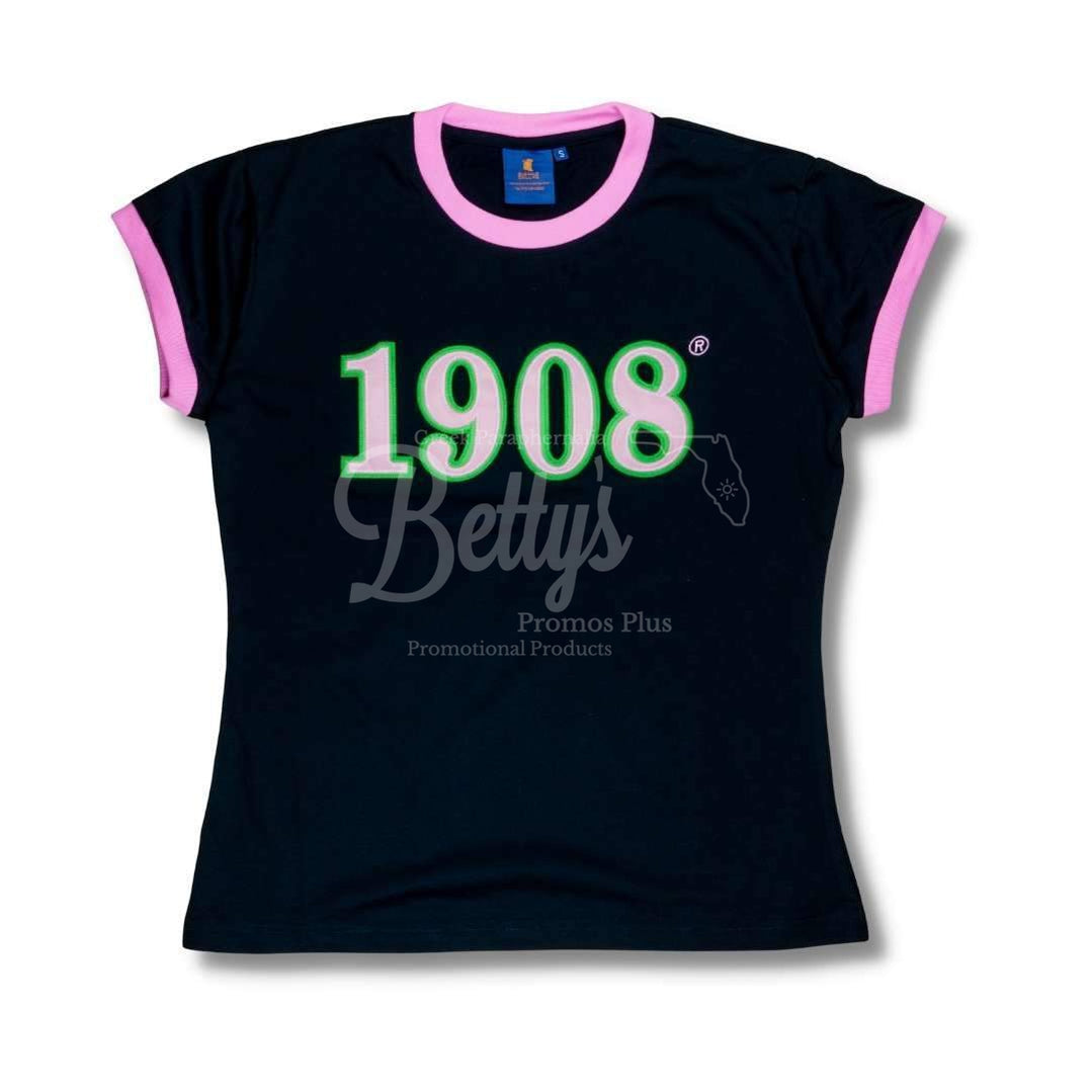 Alpha Kappa Alpha 1908 Embroidered Ringer T-Shirt