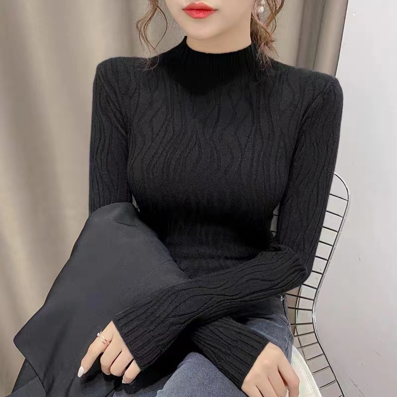 Autumn and Winter 2022 Fashion Knitted Sweater Women Y2K Jumper Long Sleeve Bottomed Pullover Female Clothing All-match 23509 alx