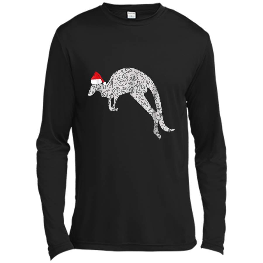 Santa Hat Kangaroo Christmas Zoo Animal Lover Gift Long Sleeve Moisture Absorbing Shirt