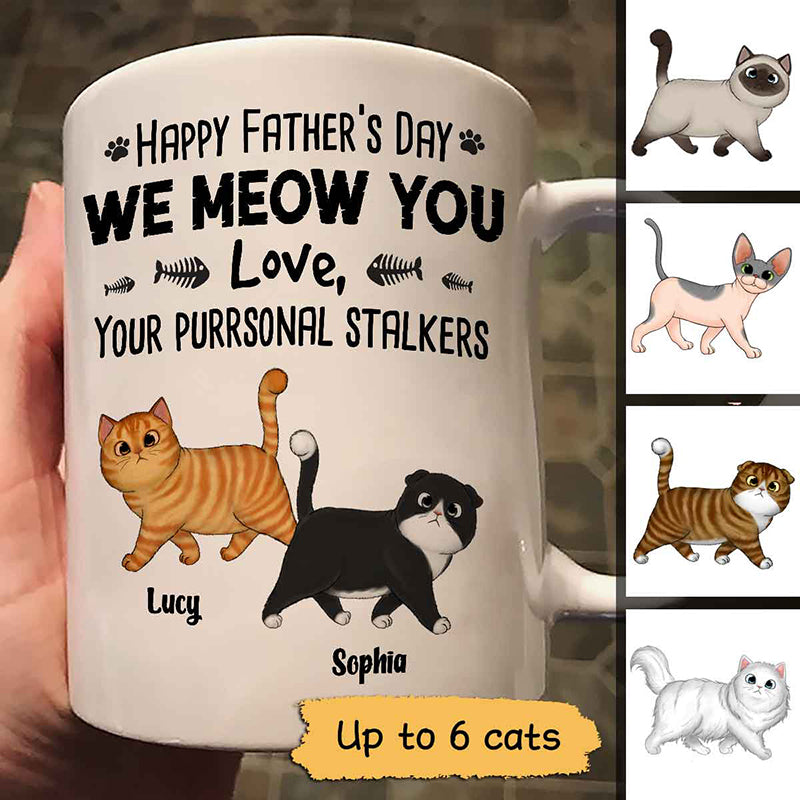 Walking Fluffy Cats Purrsonal Stakers Happy Father‘S Day Cat Dad Personalized Mug