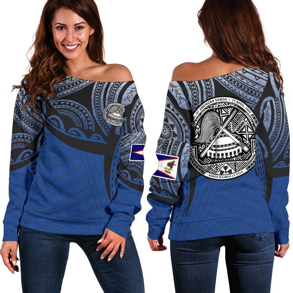 American Samoa Polynesian Tattoo Pattern Shoulder Sweater