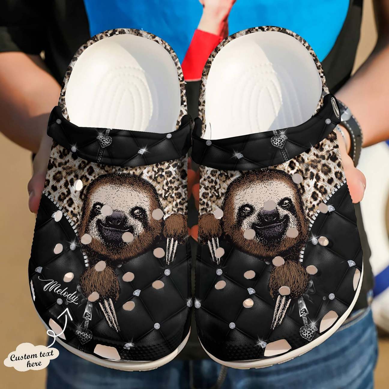 Sloth Personalized Clog, Custom Name, Text Personalize Cheetah Sloth, Fashion Style For Women, Men, Kid, Print 3D