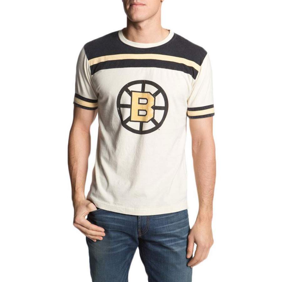 Boston Bruins – Circle B Logo Remote Control White Adult Jersey T-Shirt