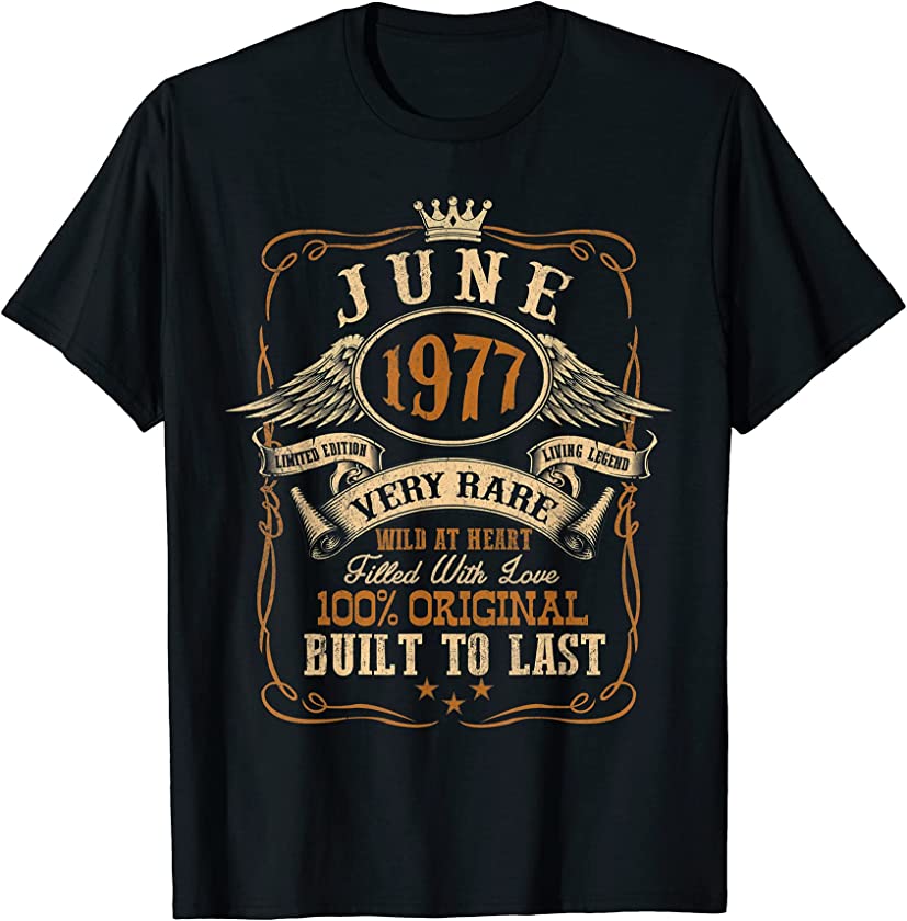 Vintage June 1977 Shirt 44 Years Old 44th Birthday Gift T-Shirt