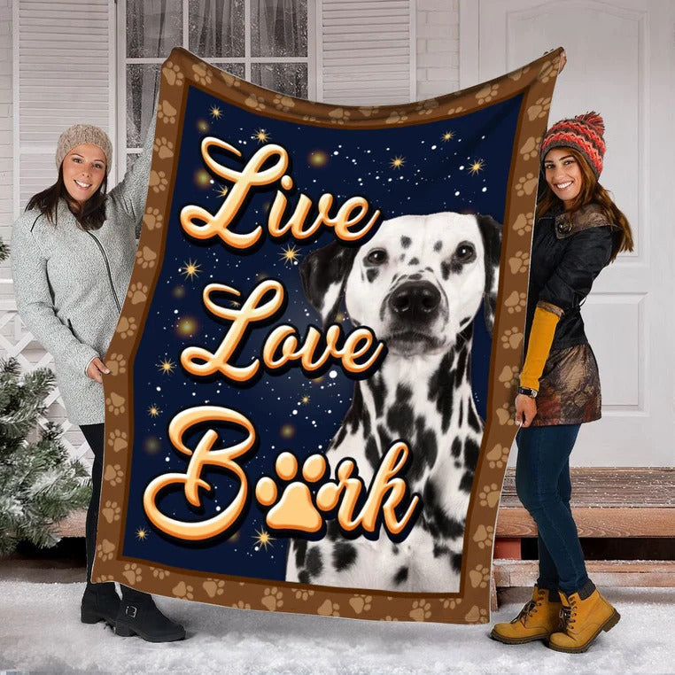 Dalmatian Dog Live Love Bark Blanket Gift For Dog Lovers Birthday Gift Home Decor Bedding Couch Sofa Soft And Comfy Cozy