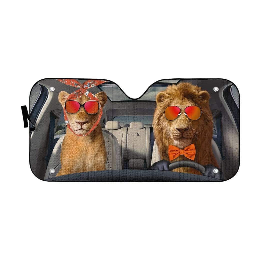 Gearhumans 3D Two Cool Lions Custom Car Auto Sunshade