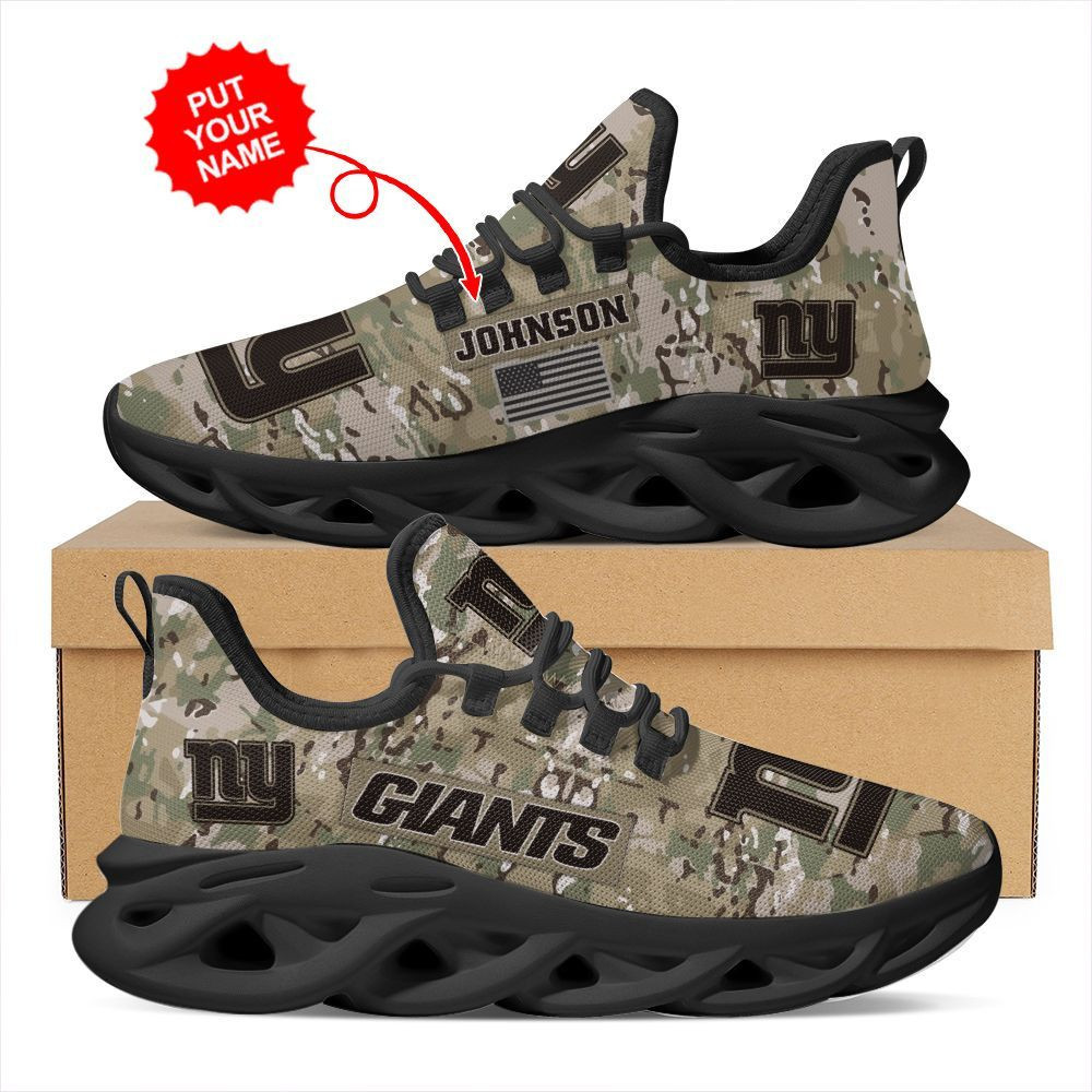 New York Giants Us Army Military Rank Design Camouflage Custom Name Personalized Max Soul Sneakers Running Sports Shoes For Men Womenfootball Fans