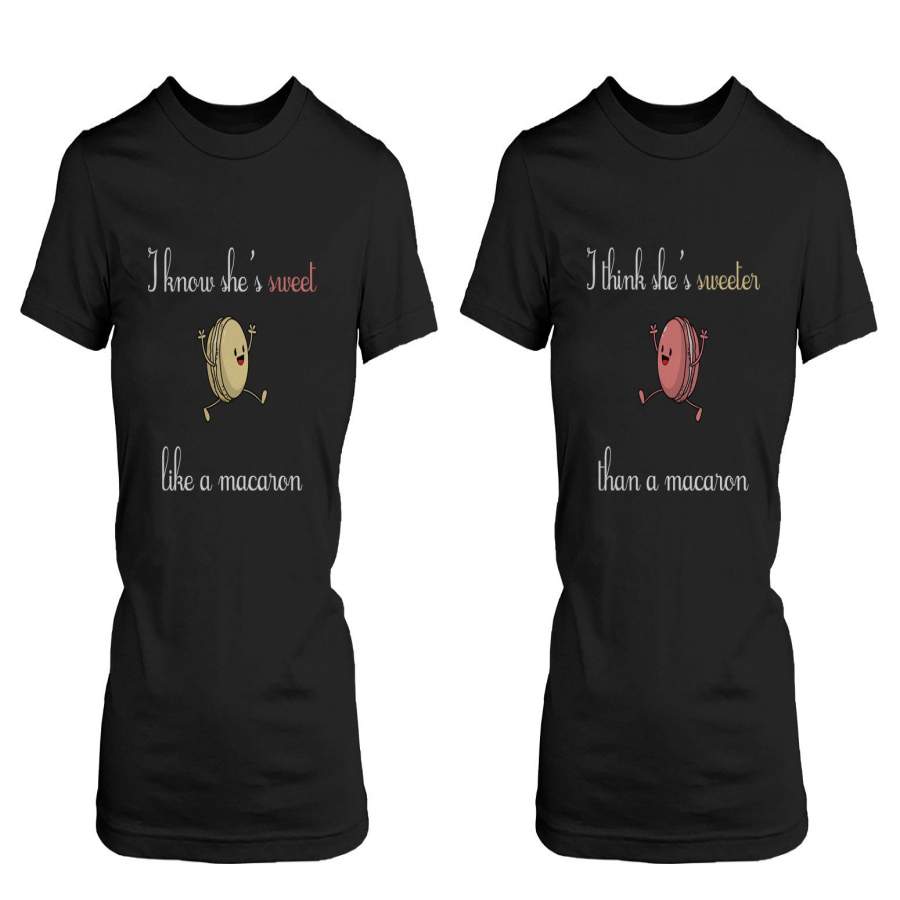 Sweet like macaron and Sweeter than macaron Best Friends T-Shirts BFF Cute Matching Tees