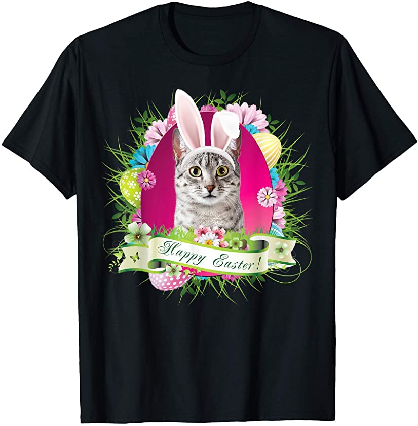 Bunny Egyptian Mau Cat Happy Easter Day Lover Egg Hunt Love T-Shirt