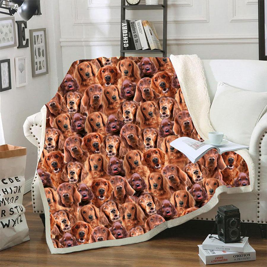 Irish Setter A Bunch Of Dogs Blanket Design Dog Face Printed Blanket