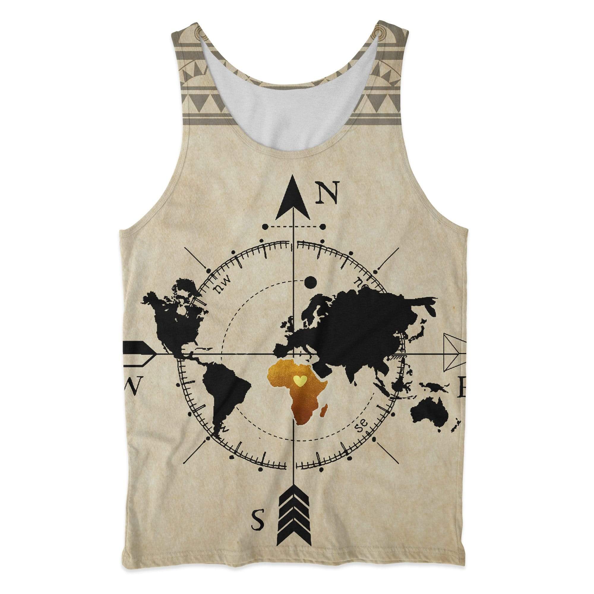 Wonder Print Shop Tank Top – Compass With African Map