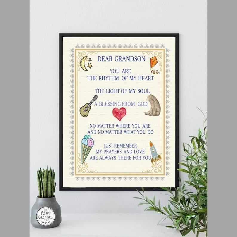 Grandson Gift, Grandson Poster Ready To Frame – Canvas Gift