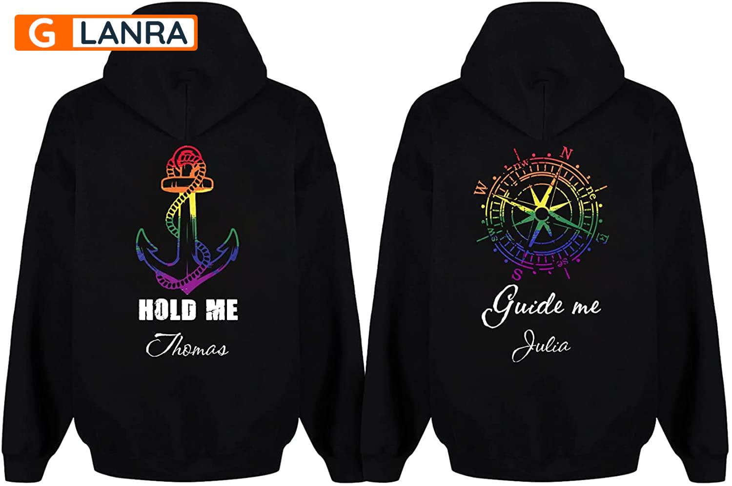 Personalized Hold Me Guide Me Hoodie, Custom Anchor Compass Couple Hoodie, Lgbt Couple Hoodie, Husband Wife Hoodie, Unisex Sweater, Sweatshirt