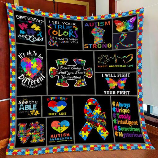 Autism Awareness Quilt Blanket For Bed / Sofa