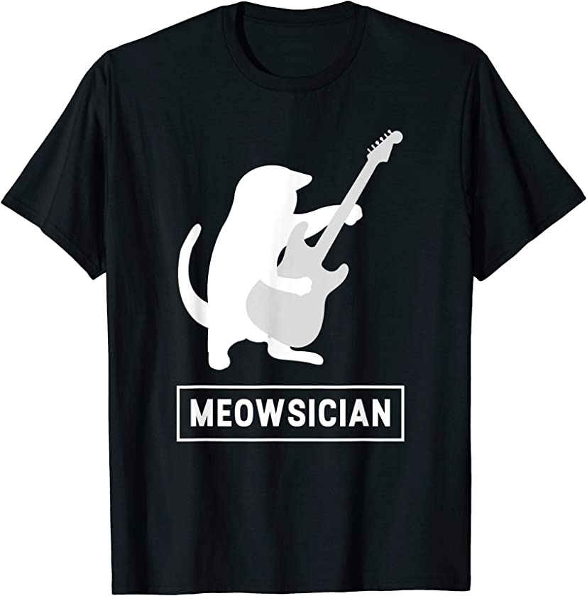 Meowsician Cat Guitar Musician Kitten Music Lover T-Shirt