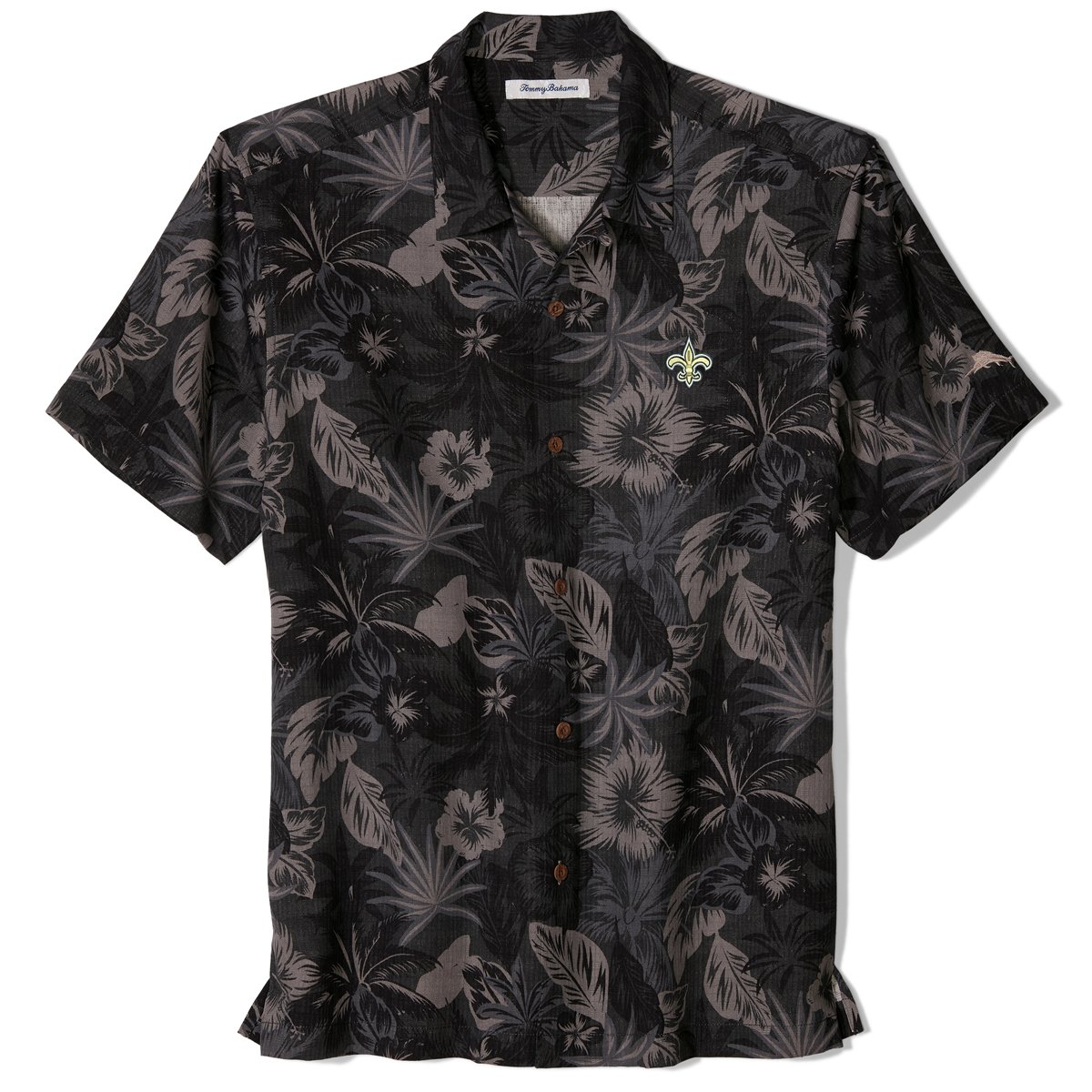 New Orleans Saints Tommy Bahama Fuego Floral Hawaiian Shirt – Black