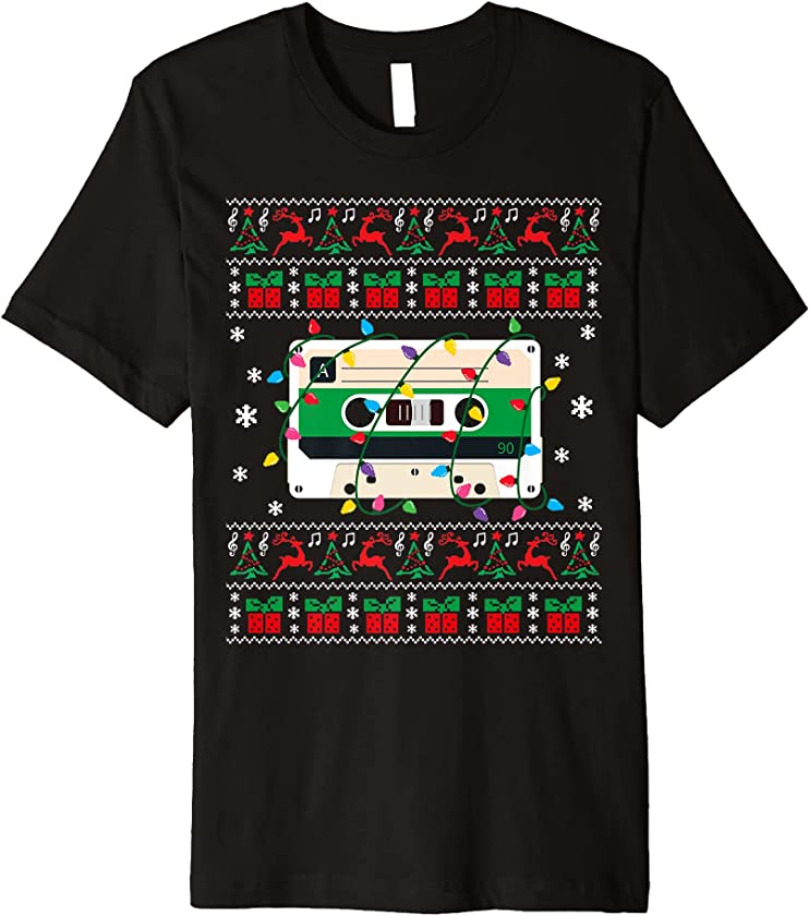 Ugly Christmas Sweater Cassette Xmas Lights Family Matching Premium T-Shirt