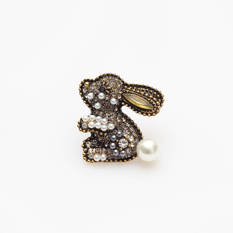 SKEDS Exquisite Cute Pearl Rhinestone Rabbit Brooches For Women Men Jewelry Animal Vintage Brooches Accessories Child Party Gift alx