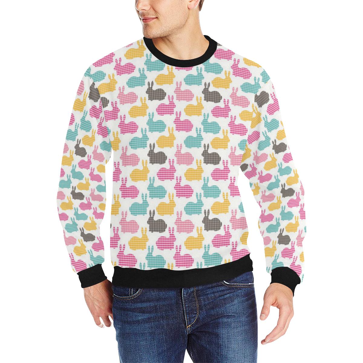 Colorful Rabbit Pattern Men’s Crew Neck Sweatshirt