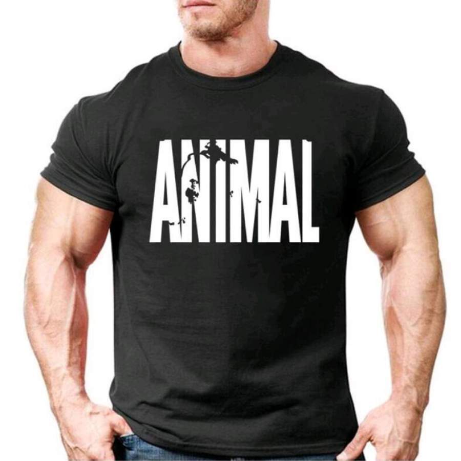 Animal print tracksuit t shirts male muscle fitness T-shirt trends in 2017 cotton brand tops clothes for men bodybuilding Tees