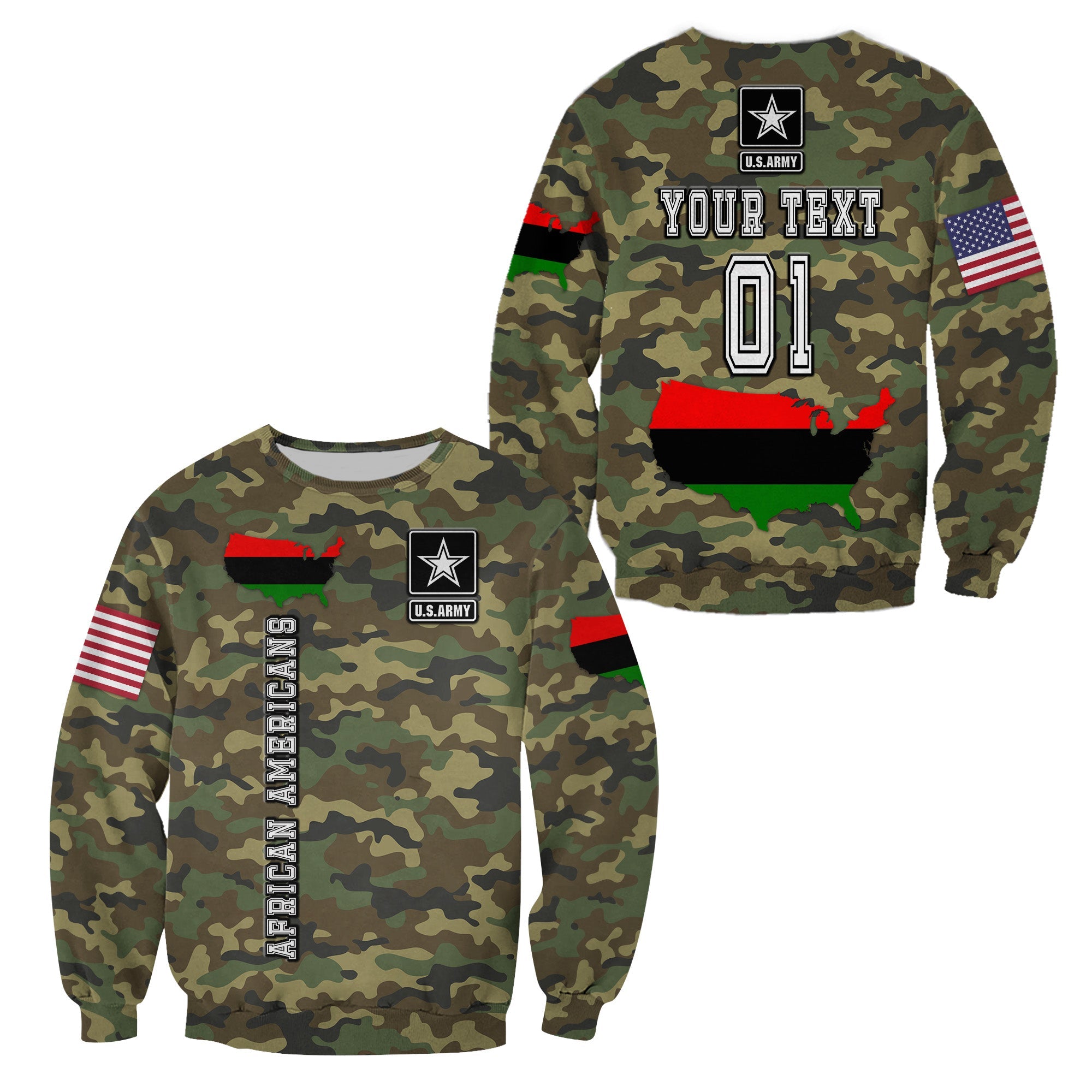 (Custom Personalised) Military Of African Americans Sweatshirt Flag Simple Style Lt8