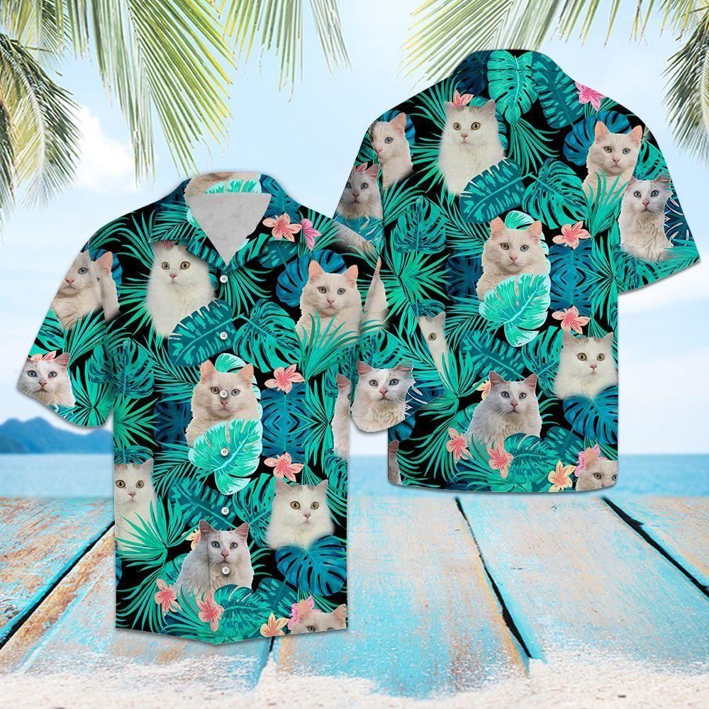 Turkish Van Green Tropical Aloha Hawaiian Shirt Colorful Short Sleeve Summer Beach Casual Shirt For Men And Women