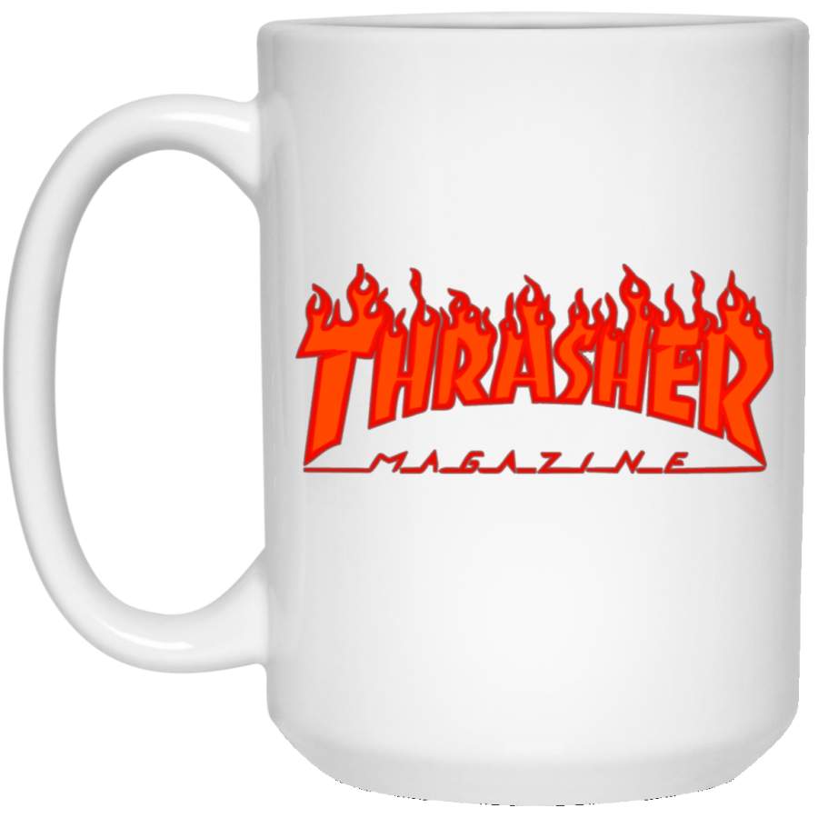 Thrasher Magazine Skateboarding Red Design White Big Mug