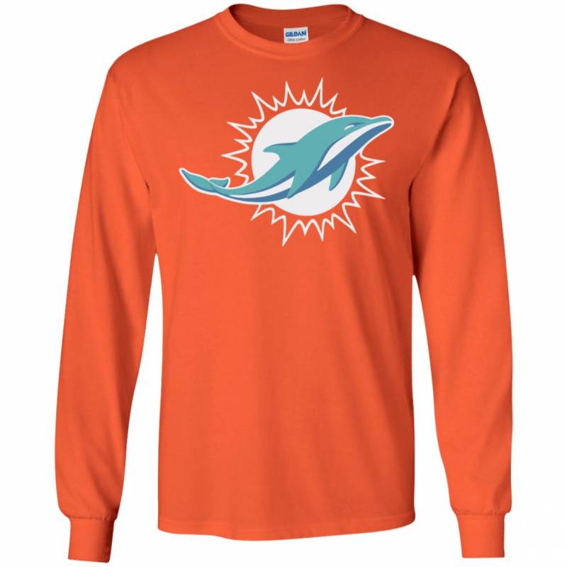 Orange Miami Dolphins Team Logo Long Sleeve Shirt