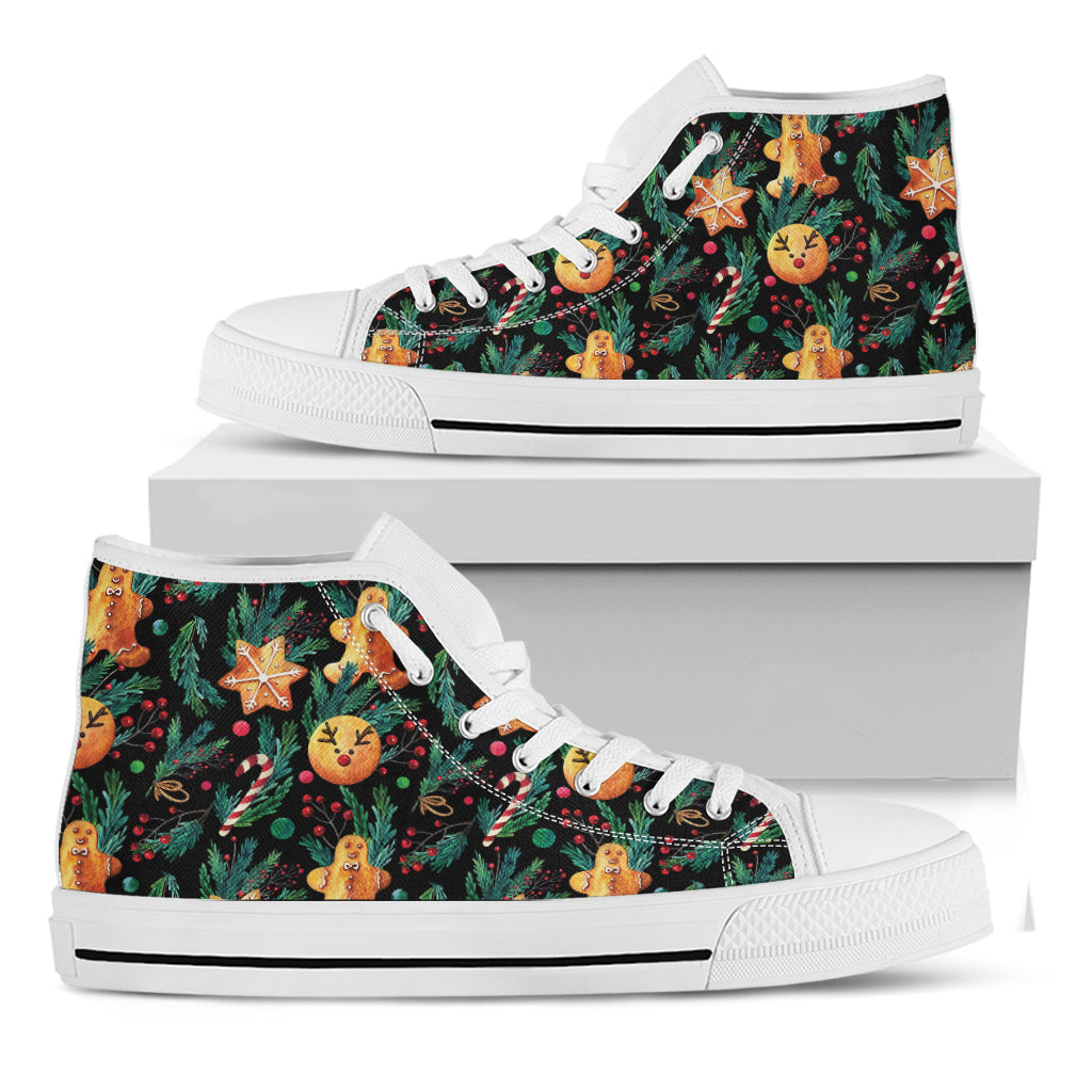 Watercolor Gingerbread Pattern Print White High Top Shoes