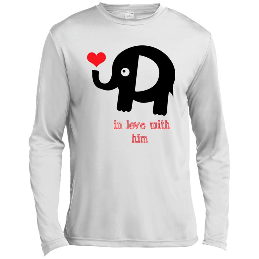 In love with him VALENTINES – Couple T Shirt ST350LS Spor-Tek LS Moisture Absorbing T-Shirt
