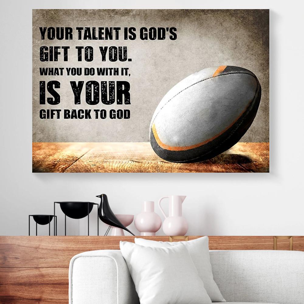 Canvas Wall Art Your Talent Is God’S Gift To You Rugby Horizontal Canvas Wall Art Elegant Living Room Bedroom Bathroom Home Decoration