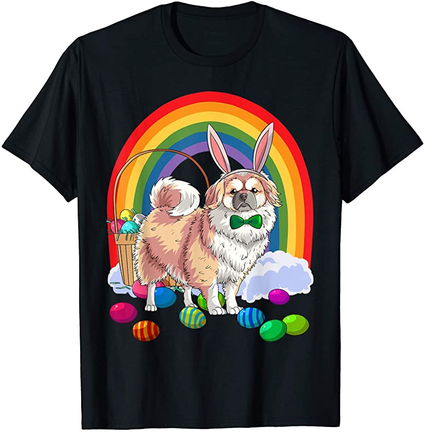 Tibetan Spaniel Easter Eggs Bunny Dog T-Shirt