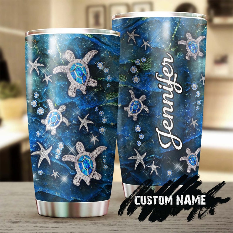 Baby Sea Turtle Jewelry Style Personalized Tumbler-Turtle Present-Unique Tumbler-Birthday Christmas Gift For Turtle Lover