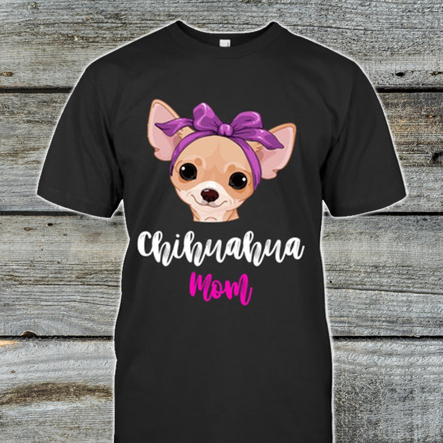 Chihuahua Mom With Purple Hairpin Funny Mother’S Day Gift T Shirts For Dog Lovers  Love Pets