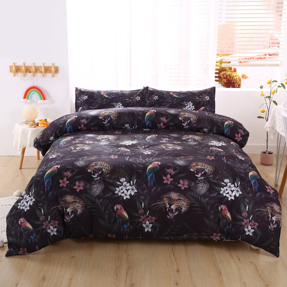 3D Tropical Forest Animal Leopard Bird Quilt Cover Set Bedding Set Duvet Cover Pillowcases 510